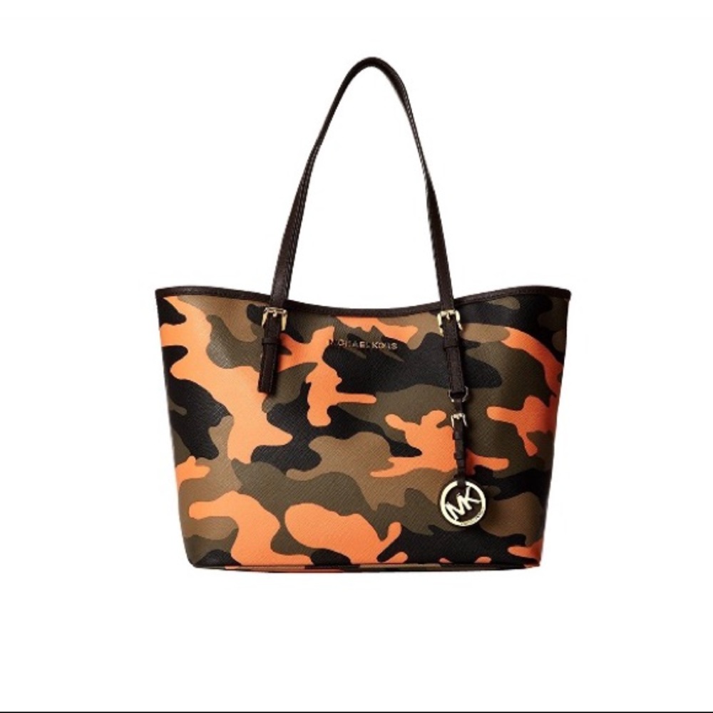 Authentic Michael Kors Poppy Orange Camo Tote